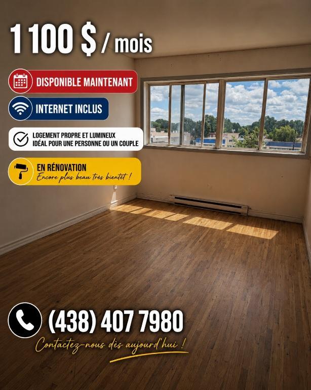 4½ lumineux – Pointe-aux-Trembles – 1 100 $ – Internet inclus | 3308656