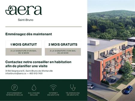 1-2 MOIS GRATUITS * Aera Saint-Bruno / Condo 4 1/2 à louer ( Saint-Bruno-de-Montarville ) appartement / logement