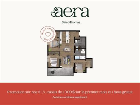 Aera St-Thomas / Condo 5 1/2 -- RABAIS 1000$ ET 1 MOIS GRATUIT à louer - condo / appartement / logement