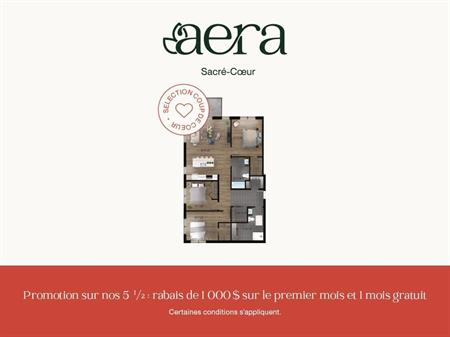 Aera Sacré-Coeur 5 1/2 *-1000$ ET 1 MOIS GRATUIT* St-Hyacinthe - Condo / appartement / logement à louer