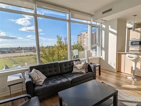 Furnished 2 bedroom 2 bath Bright Corner Condo Century Park with Sunset View | 2612 109 St NW, Edmonton