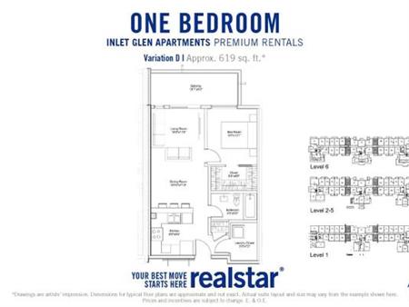 Port Moody BC, Secure underground parking, 1/BD 1/BA, In Suite W/D