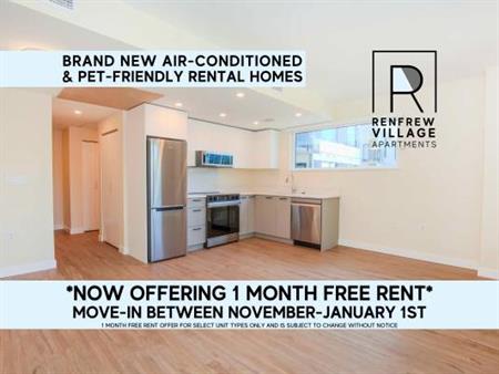 1 MONTH FREE! BRAND-NEW STUDIO APARTMENTS W/ AC @ RENFREW VILLAGE!