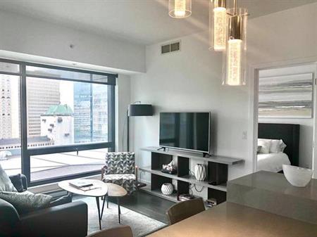 Montreal Furnished Condo Rental-2 Bed 2 Bath, Balcony, Smart Floorplan