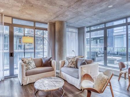 Contemporary 1 Bed 1 Bath plus 2 Balconies and Exposed Concrete Ceilin