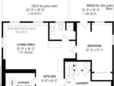 1-bedroom, 1 bathroom walkout basement suite