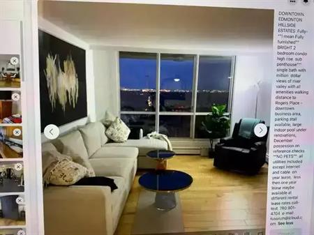 EXECUTIVE DOWNTOWN  FULLY FURNISHED SUB PENHOUSE 2 BEDROOM CONDO with MILLION DOLLAR VIEWS of RIVER VALLEY from 21st flo | 99