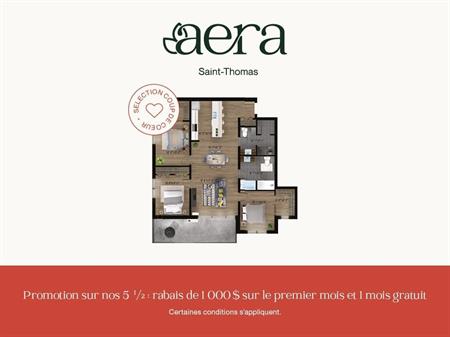 Aera St-Thomas / Condo 5 1/2 -- RABAIS 1000$ ET 1 MOIS GRATUIT à louer Saint-Hyacinthe - appartement / logement