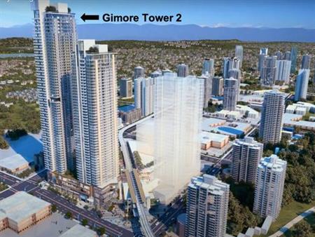 BRAND NEW 1Bed+1Bath+1Parking on 33th FL at Skytrain Station @Gilmore Place