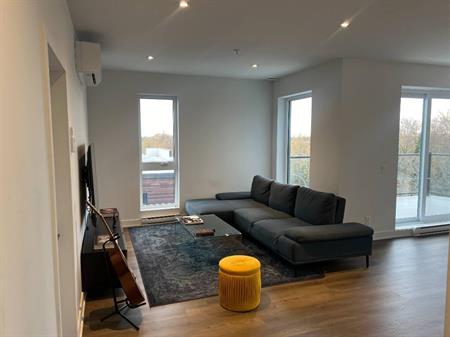 À LOUER : Disponible dès maintenant - Superbe 3 1/2 semi-meublé de 926 pi², très lumineux grâce à ses grandes baies vitrées