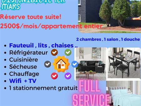 MEUBLÉ-FURNISHED-APPORTE JUSTE TON SAC