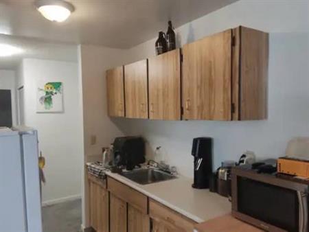 !!! This bright, spacious one-bedroom unit faces North-West and is on the ground