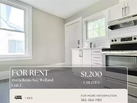 1 Bed 1 Bath: 184 Hellems Ave, Welland | 184 Hellems Avenue, Welland