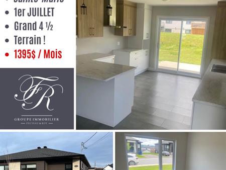 Luxueux Jumelé 4 1/2 Avec Terrain