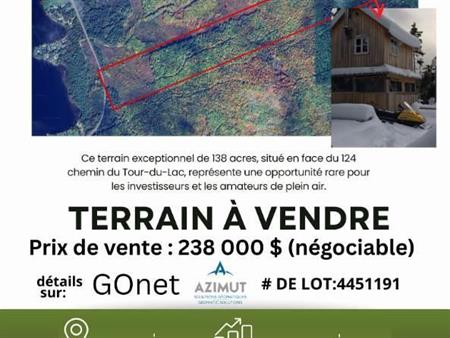 À VENDRE – Terrain de 138 acres à Saint-Zénon-du-Lac-Humqui, Gaspésie