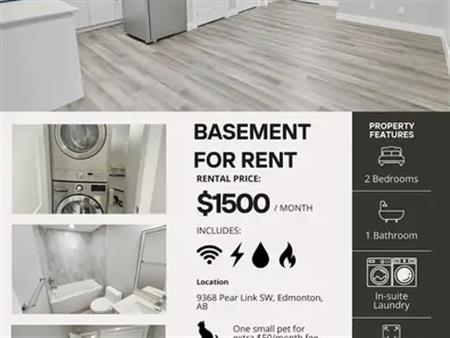Spacious Two Bedroom Basement Suite in the Orchards 5 minutes from Amazon! | 9368 Pear link SW, Edmonton