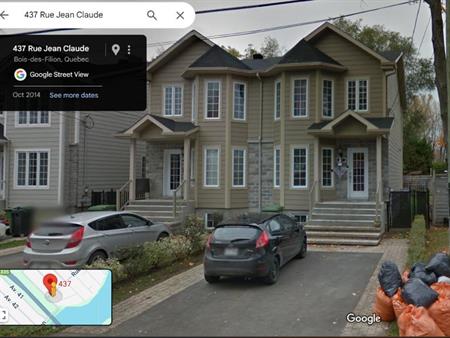 À LOUER – Semi-détaché 4 chambres, 2.5 SDB – Bois-des-Filion – 2 350 $ / mois
