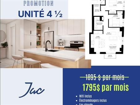 Appartement de 2 chambre + 1 salle de bain