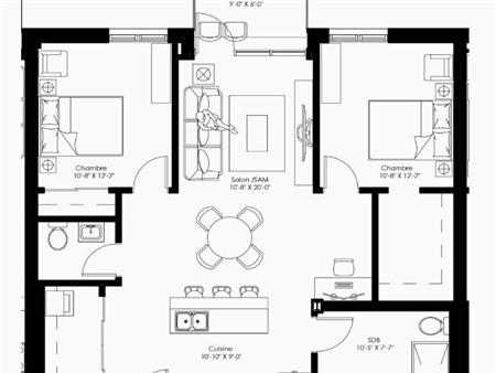 Appartement 4 ½ moderne à louer – tout inclus (électroménagers, meubles, électricité, eau et wifi tout compris)