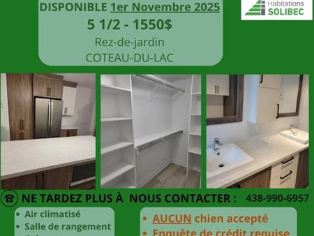 Logement 5 1/2 à louer (NOVEMBRE 2025)