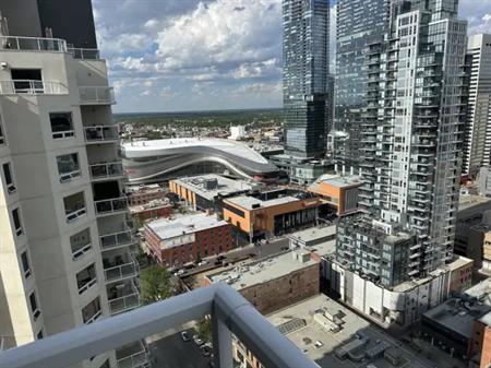 Beautiful Fully Furnished 1 Bedroom overlooking Rogers Place and Downtown w/AC | 2501 - 10410 102 Avenue Northwest, Edmonton