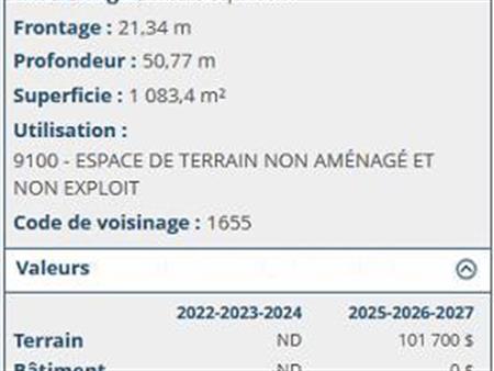 Terrain résidentiel 0$ TPS/TVQ