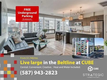 CUBE #1 Calgary Rentals in Beltline. FREE Underground Heated Parking* | 1177 11 Ave SW, Calgary