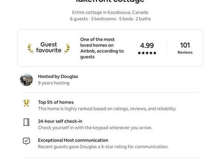 Stylish and secluded four-season lakefront cottage