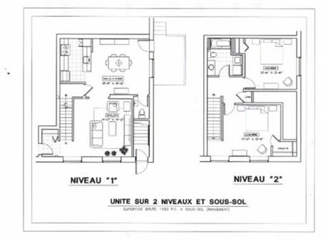 Grand 4 1/2 p. sur 2 niveaux