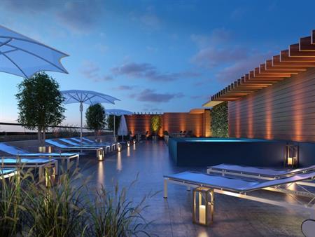 Saint-Laurent – Appartement 3 1/2 à louer – Construction neuve – Plafonds en béton et situé dans un prestigieux bâtiment proc