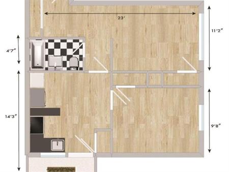 1 CH - 1 SDB - Montréal - $1,200 /mo