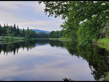 magnifique terrain bord de la rivière et vue sur le Mont Mégantic