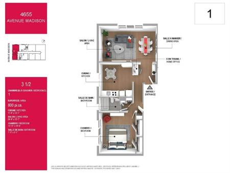 1 CH - 1 SDB - Montréal - $1,545 /mo