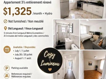 31/2 renove au complet a longueuil