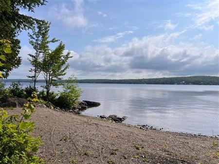 Grand Lac St-François, secteur Sainte-Praxède. RARETÉ, PLAGE privée au bord de l’eau. Terrain de +/-15 000 pi.ca. avec 100 pi